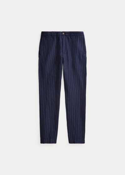 Pantalones Polo Ralph Lauren Hombre Negros - Slim Fit Pinstripe - HIZPJ5048